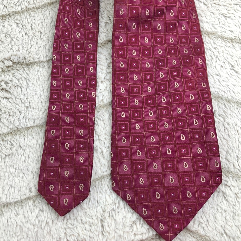 Villa Bolgheri Vintage Italian Silk Tie Block Pattern